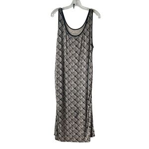 Liz Lange Maternity Scoop Neck Midi Tank Dress Boho Patterned Black and Cream XL